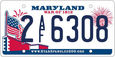 MD license plate 2AF6308