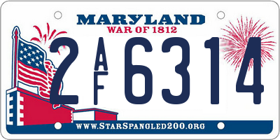 MD license plate 2AF6314