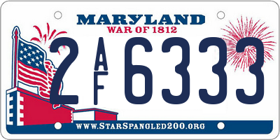 MD license plate 2AF6333