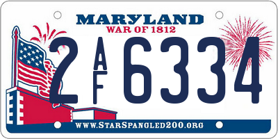 MD license plate 2AF6334