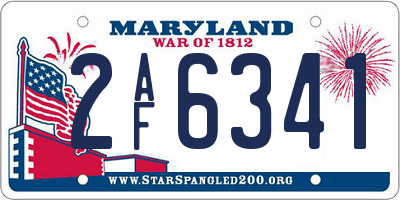 MD license plate 2AF6341