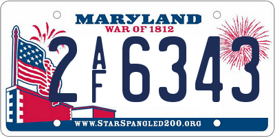 MD license plate 2AF6343