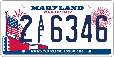 MD license plate 2AF6346