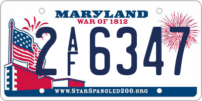 MD license plate 2AF6347