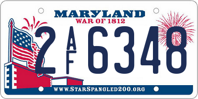 MD license plate 2AF6348