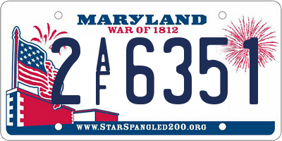 MD license plate 2AF6351