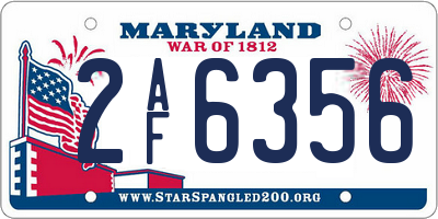 MD license plate 2AF6356