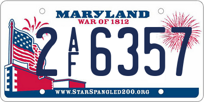 MD license plate 2AF6357