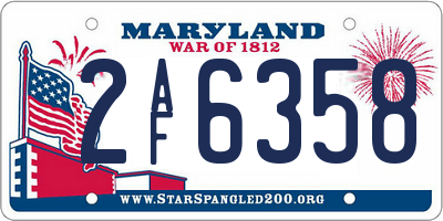 MD license plate 2AF6358