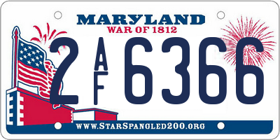 MD license plate 2AF6366