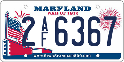 MD license plate 2AF6367