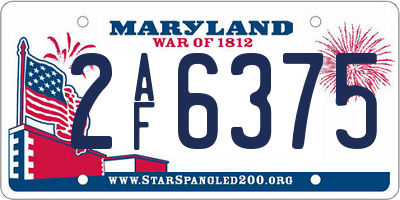 MD license plate 2AF6375