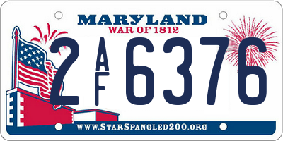 MD license plate 2AF6376