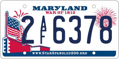 MD license plate 2AF6378