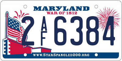MD license plate 2AF6384