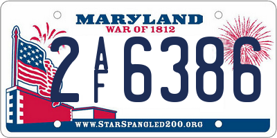 MD license plate 2AF6386