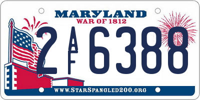 MD license plate 2AF6388