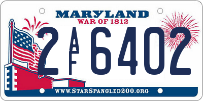 MD license plate 2AF6402