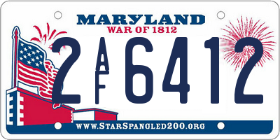 MD license plate 2AF6412