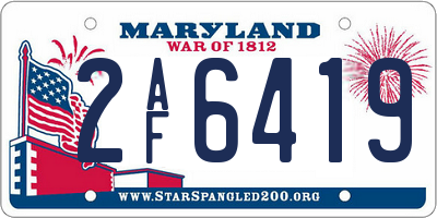 MD license plate 2AF6419