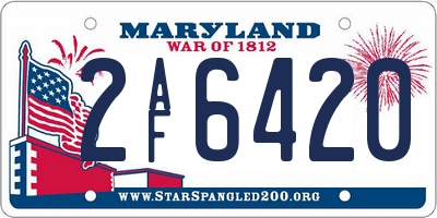 MD license plate 2AF6420