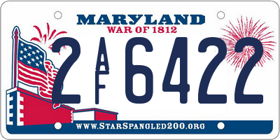 MD license plate 2AF6422