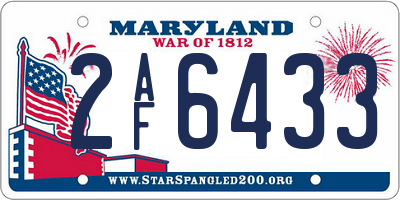 MD license plate 2AF6433