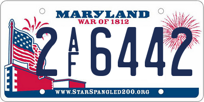 MD license plate 2AF6442