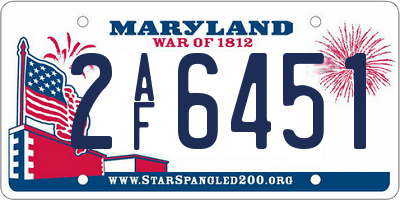 MD license plate 2AF6451