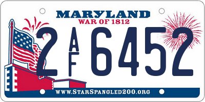 MD license plate 2AF6452
