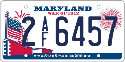 MD license plate 2AF6457