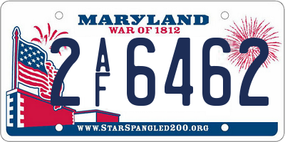 MD license plate 2AF6462