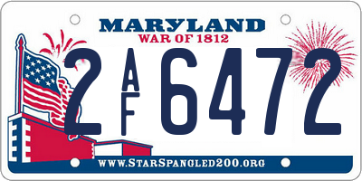 MD license plate 2AF6472
