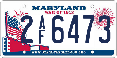 MD license plate 2AF6473