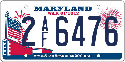 MD license plate 2AF6476