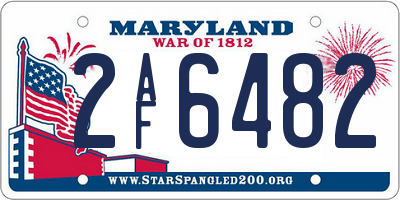 MD license plate 2AF6482