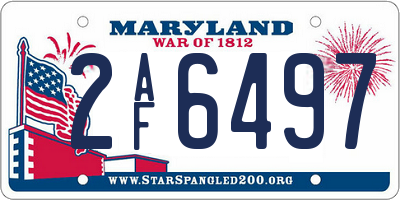 MD license plate 2AF6497