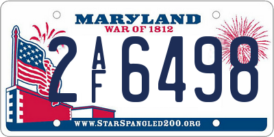 MD license plate 2AF6498