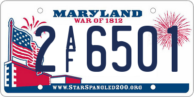 MD license plate 2AF6501