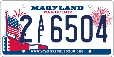 MD license plate 2AF6504