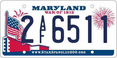 MD license plate 2AF6511