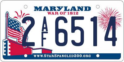 MD license plate 2AF6514