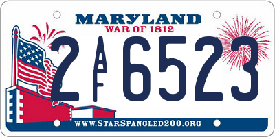 MD license plate 2AF6523