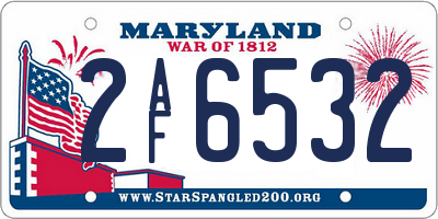 MD license plate 2AF6532