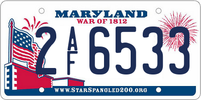 MD license plate 2AF6533