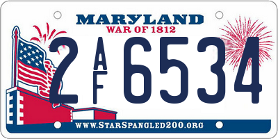 MD license plate 2AF6534