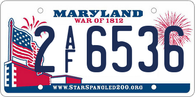 MD license plate 2AF6536
