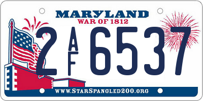 MD license plate 2AF6537
