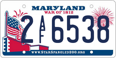 MD license plate 2AF6538