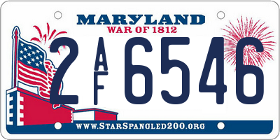 MD license plate 2AF6546